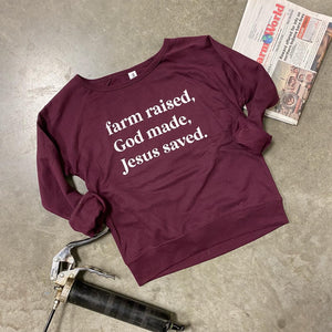 Farm Raised, God Made, Jesus Saved Crewneck